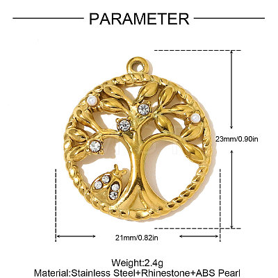 304 Stainless Steel Rhinestone Pendants STAS-OY009-92G-1