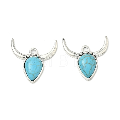 Bohemian Synthetic Turquoise Cattle Pendants FIND-Z112-01AS-02-1