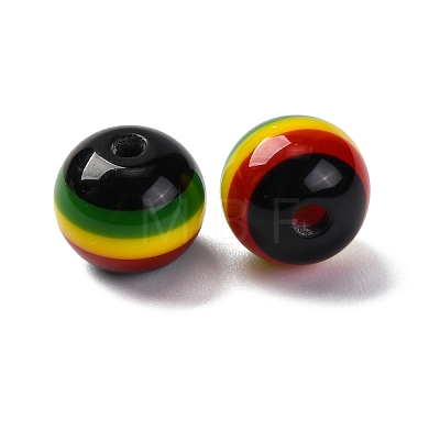 Ghana Jamaica Reggae Stripe Resin Beads RESI-G104-01B-1