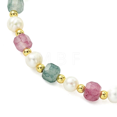 Adjustable Natural Tourmaline & Cultured Freshwater Pearl Beads Slider Bracelets for Women BJEW-JB13609-01-1