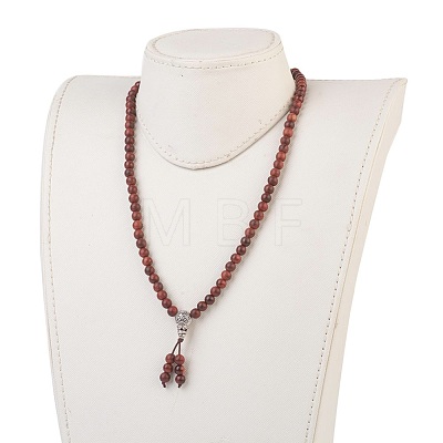 Four Loops Natural Sandalwood Beads Stretch Wrap Bracelets BJEW-JB03812-1