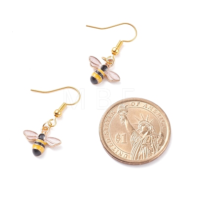 Bee Theme Enamel Dangle Earrings EJEW-JE04808-1