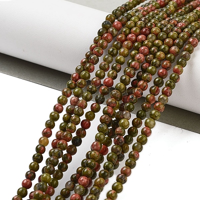 Natural Unakite Beads Strands G-G143-A04-01-1