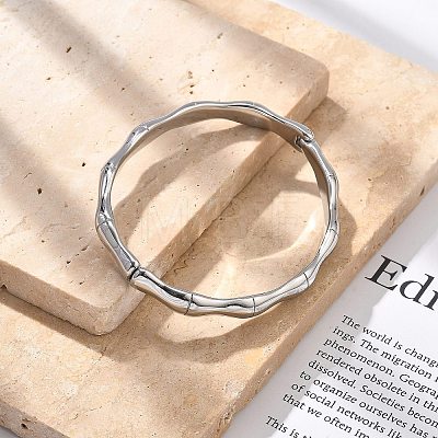 304 Stainless Steel Hinged Bangles for Women BJEW-B108-04P-1