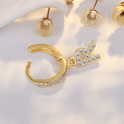 Brass Micro Pave Clear Cubic Zirconia Hoop Earrings WGE85EC-18-1