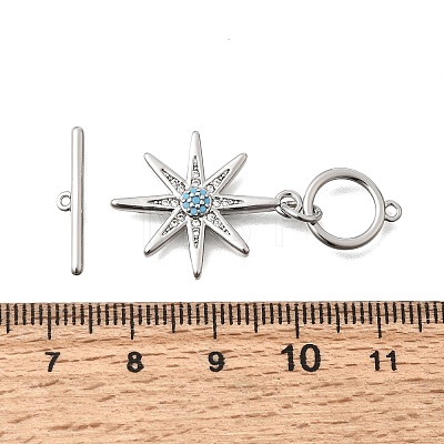 Brass Pave Cubic Zirconia Toggle Clasps KK-N289-09P-1