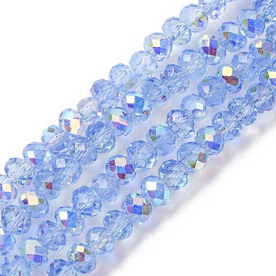Electroplate Transparent Glass Beads Strands EGLA-A046-01A-20-1