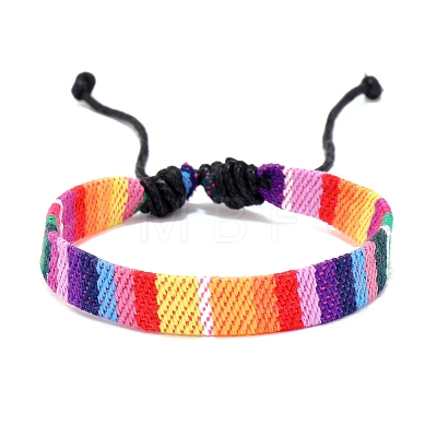 Cloth Rope Braided Flat Cord Bracelet PW-WG88858-03-1