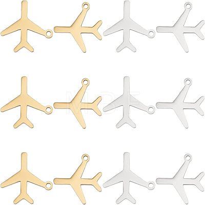 12Pcs 2 Colors 201 Stainless Steel Pendants STAS-UN0035-68-1