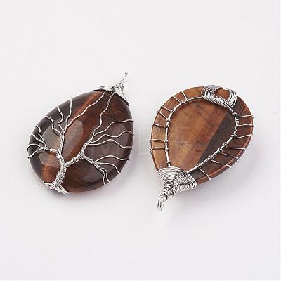 Natural Tiger Eye Big Pendants G-G956-A05-FF-1