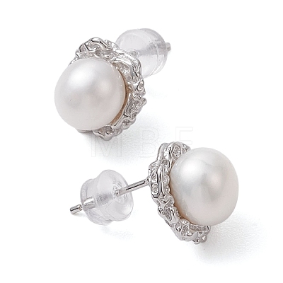 Natural Pearl Ear Studs EJEW-P286-29P-1