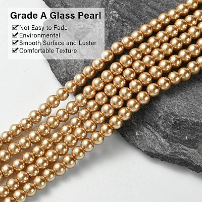 Eco-Friendly Glass Pearl Bead Strands X-HY-A008-6mm-RB068-1