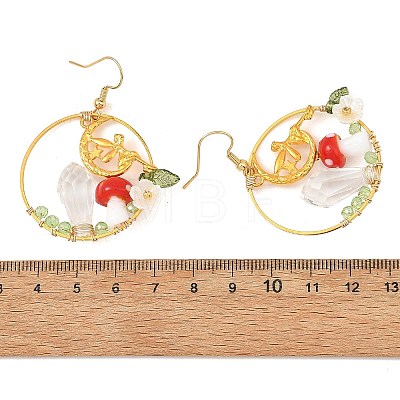 Brass Glass Dangle Earrings EJEW-JE07514-1