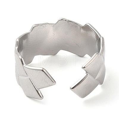 304 Stainless Steel Rhombus Open Cuff Ring for Women RJEW-I098-24P-1