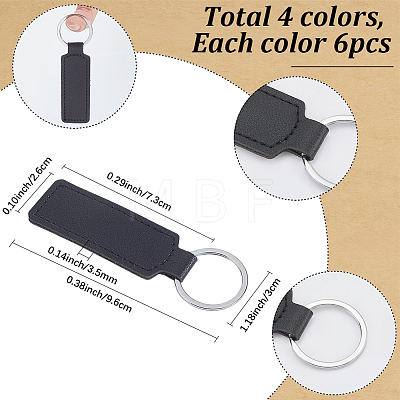 24Pcs 4 Colors PU Leather Keychains KEYC-SC0002-17-1