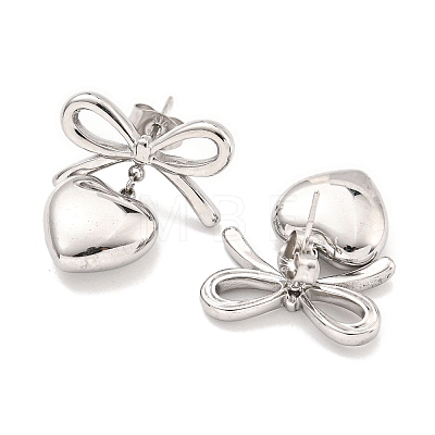 Non-Tarnish Bowknot 304 Stainless Steel Stud Earrings EJEW-R164-01P-1