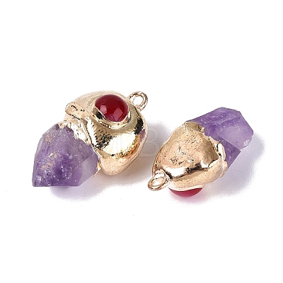 Natural Amethyst Geode & Dyed Agate(Random Color) Pendants G-N366-02G-1