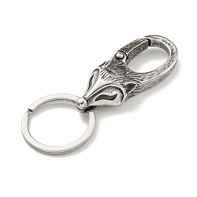 Tibetan Style 316 Surgical Stainless Steel Fittings with 304 Stainless Steel Key Ring FIND-Q101-05AS-1