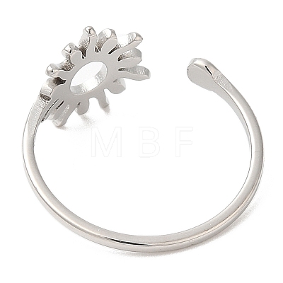 304 Stainless Steel Sun Open Cuff Ring for Women RJEW-M149-05P-1