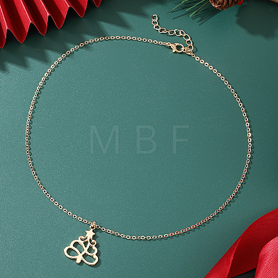 Zinc Alloy Hollow Christmas Tree Pendant Necklaces for Women FS-WG7A7C4-01-1