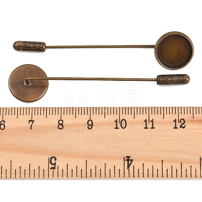 Brass Stick Lapel Pins Flat Round Base Settings LS-KK-A301-02AB-1