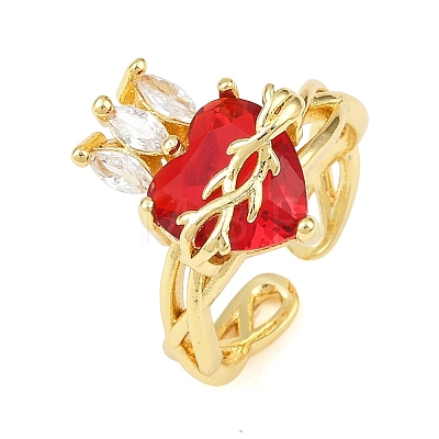 Brass Micro Pave Cubic Zirconia Cuff Rings for Women RJEW-A088-06G-1