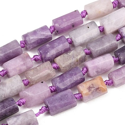 Natural Lepidolite/Purple Mica Stone Beads Strands G-A314-A03-01-1