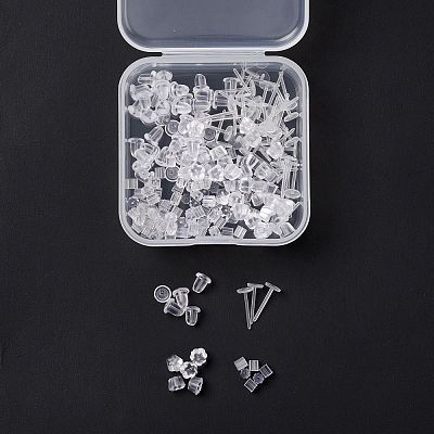 100Pcs Plastic Stud Earring Findings KY-FS0001-04-1