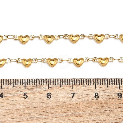 304 Stainless Steel Heart Link Bracelets BJEW-M121-03G-1