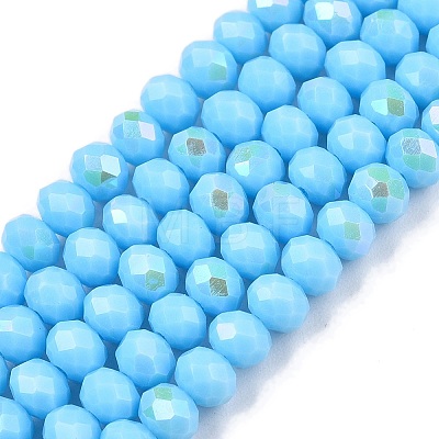 Electroplate Opaque Solid Color Glass Beads Strands EGLA-A044-P4mm-L08-1