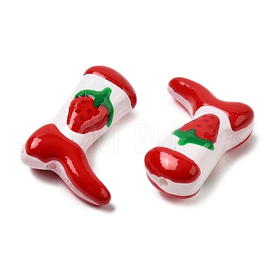 Boot Baking Paint Glass Enamel  Beads LAMP-C020-02R-1
