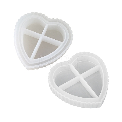 2Pcs DIY Stripe Pattern Heart Jewelry Plate Food Grade Silicone Molds PW-WG76700-01-1