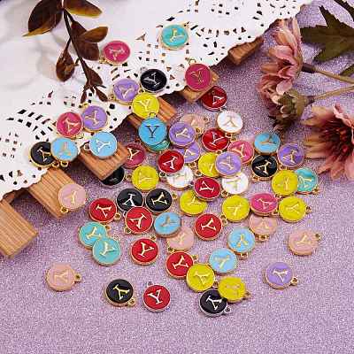 120Pcs 12 Colors Golden Plated Alloy Charms ENAM-SZ0001-64Y-1