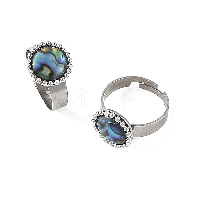 Paua Shell Finger Rings for Women RJEW-JR01101-02-1