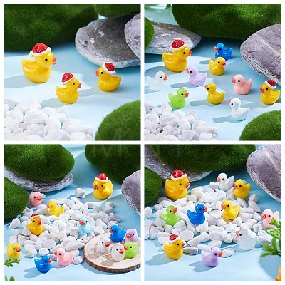 80 Pcs Tiny Ducks Mini Resin Duck Colorful Mini Duck Bulk Fairy Tale Garden Animal Sculpture Resin Duck Image for Miniature Landscape JX344A-1