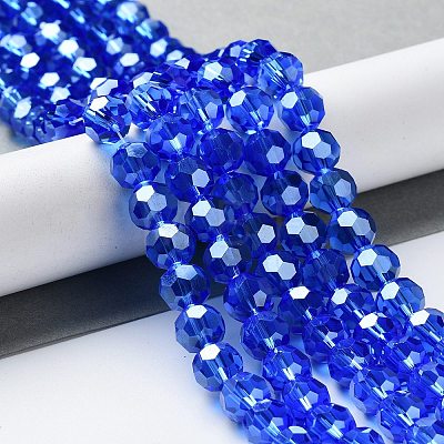 Electroplate Glass Bead Strands X-EGLA-R015-8mm-6-1