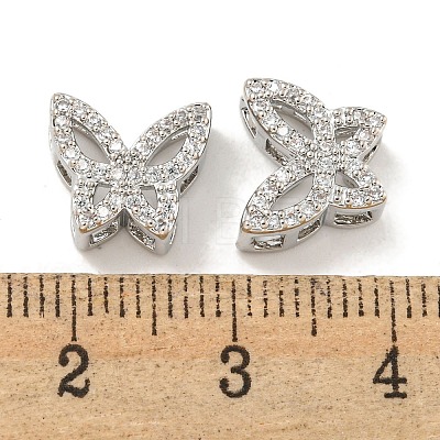 Brass Micro Pave Clear Cubic Zirconia Beads KK-P275-28P-1