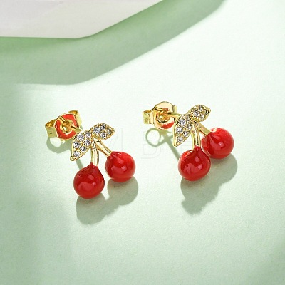 Brass Micro Pave Cubic Zirconia Stud Earrings EJEW-D322-05G-02-1