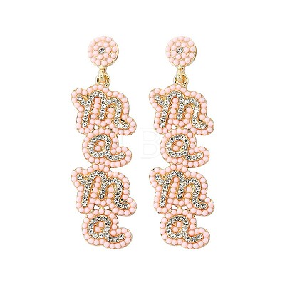 Mother's Day Alloy Rhinestone Dangle Stud Earrings WGC7371-01-1