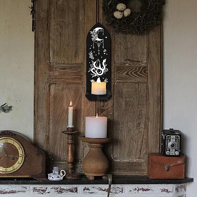 Boho Style Wall Mounted Wood Candle Holder Stand AJEW-WH0379-002-1