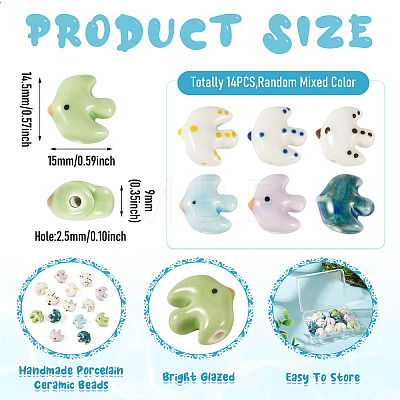 14Pcs Handmade Porcelain Ceramic Beads PORC-TA0001-76-1