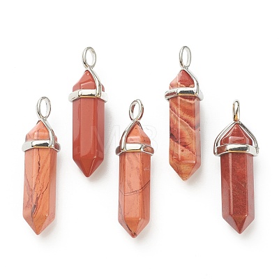 Natural Red Line Jasper Pointed Pendants G-M378-01P-A34-1