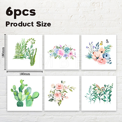 6Pcs Plant PVC Plastic Waterproof Self-adhesive Stickers Set DIY-WH0692-001-1