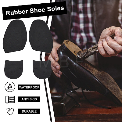 AHADERMAKER 4 Pairs 2 Styles Rubber Shoe Half Sole Anti Slip Grips FIND-GA0005-79-1