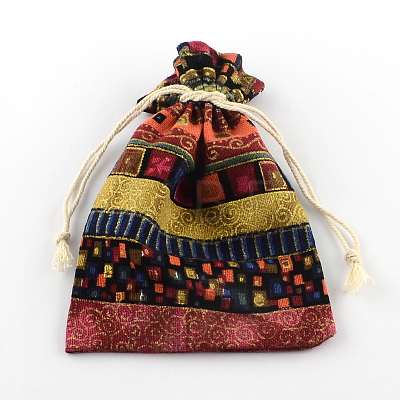 Ethnic Style Cloth Packing Pouches Drawstring Bags ABAG-R006-13x18-01-1