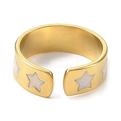 304 Stainless Steel Enamel Open Cuff Rings for Women RJEW-F166-33G-01-1