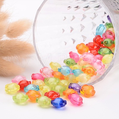 Mixed Color Transparent Faceted Flower Acrylic Beads X-TACR-S104-M-1