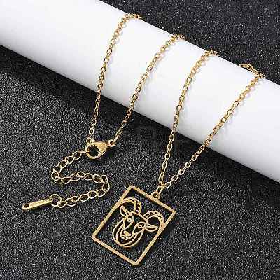 304 Stainless Steel Necklace NJEW-D330-01G-10-1
