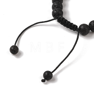 8mm Round Natural Lava Rock Braided Bead Bracelets BJEW-C067-01B-09-1