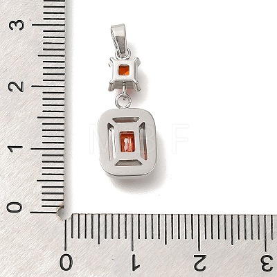 304 Stainless Steel Micro Pave Cubic Zirconia Pendants STAS-H228-03P-04-1